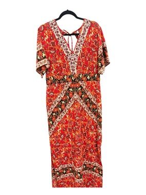 Xhilaration Red Floral Tie-Back Maxi Dress